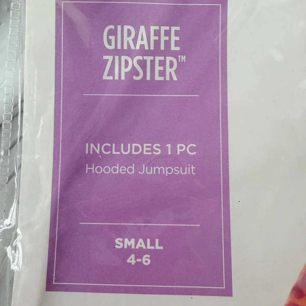 Giraffe Zipster Girls Kids Small 4-6 Halloween Costume Hooded Jumpsuit NWT
